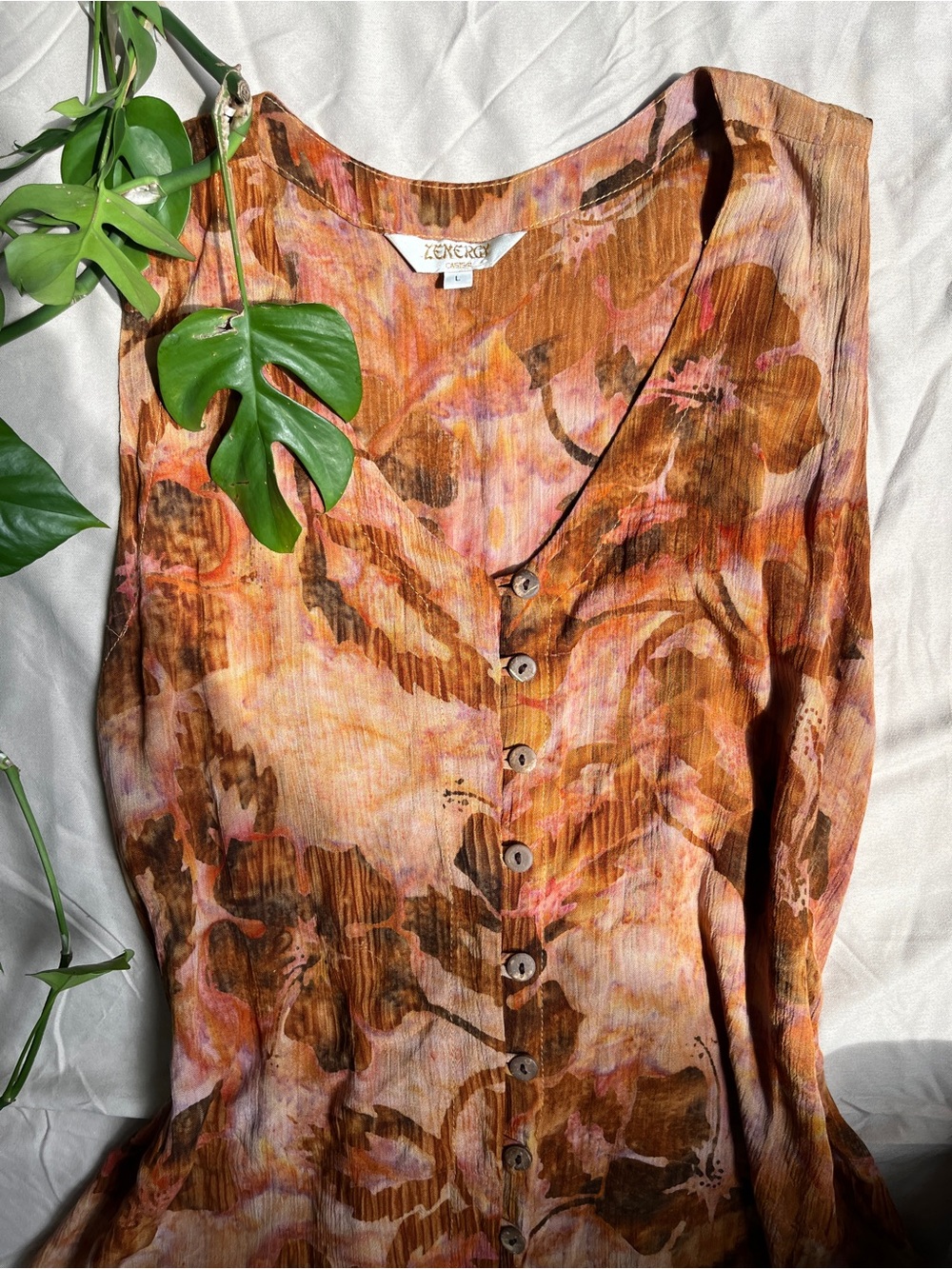 Vintage Button-Front Midi Dress | phoebe Buffay practicalmagic cottagecore - Picture 3 of 5